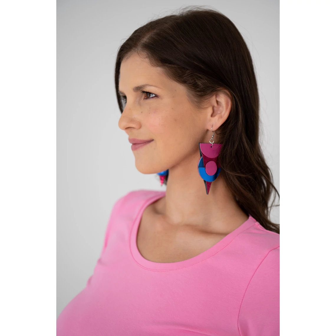 Kolorkka ECLIPSE fülbevaló / bogyószín-pink-királykék