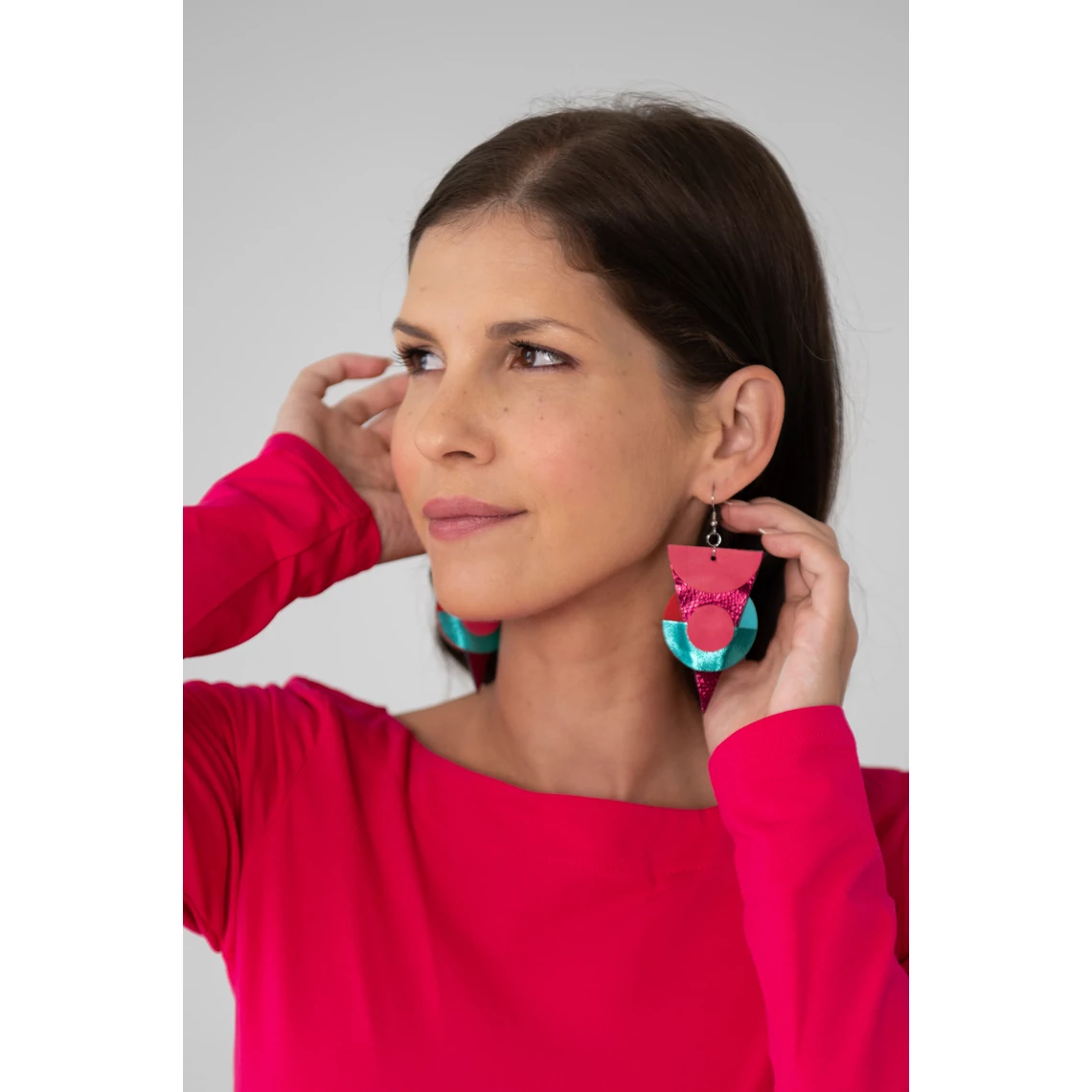 Kolorkka ECLIPSE fülbevaló / málna-türkiz-piros