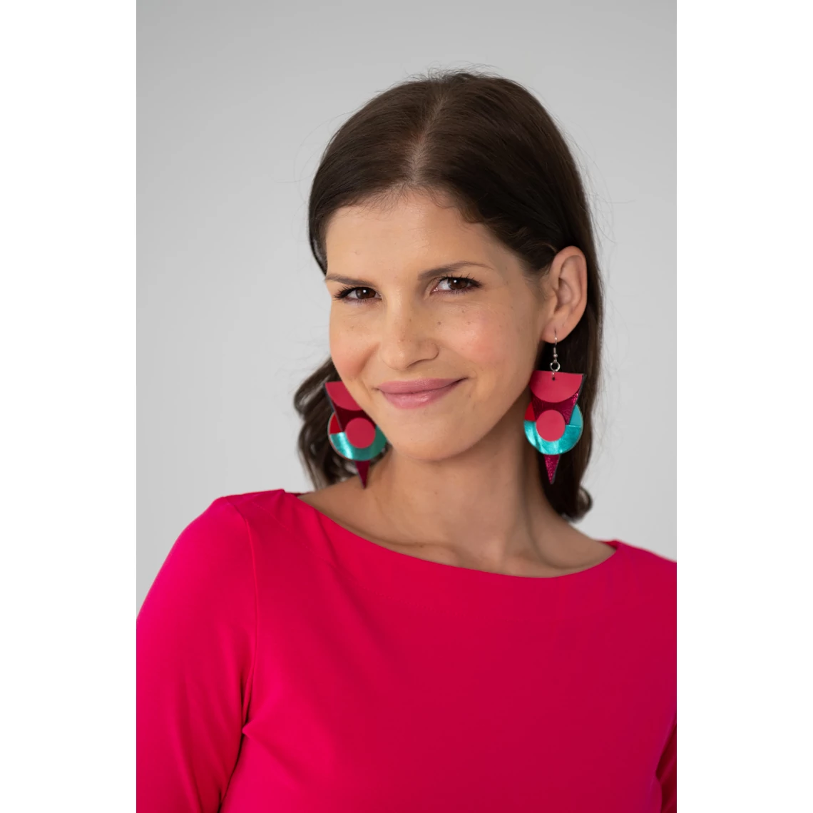 Kolorkka ECLIPSE fülbevaló / málna-türkiz-piros