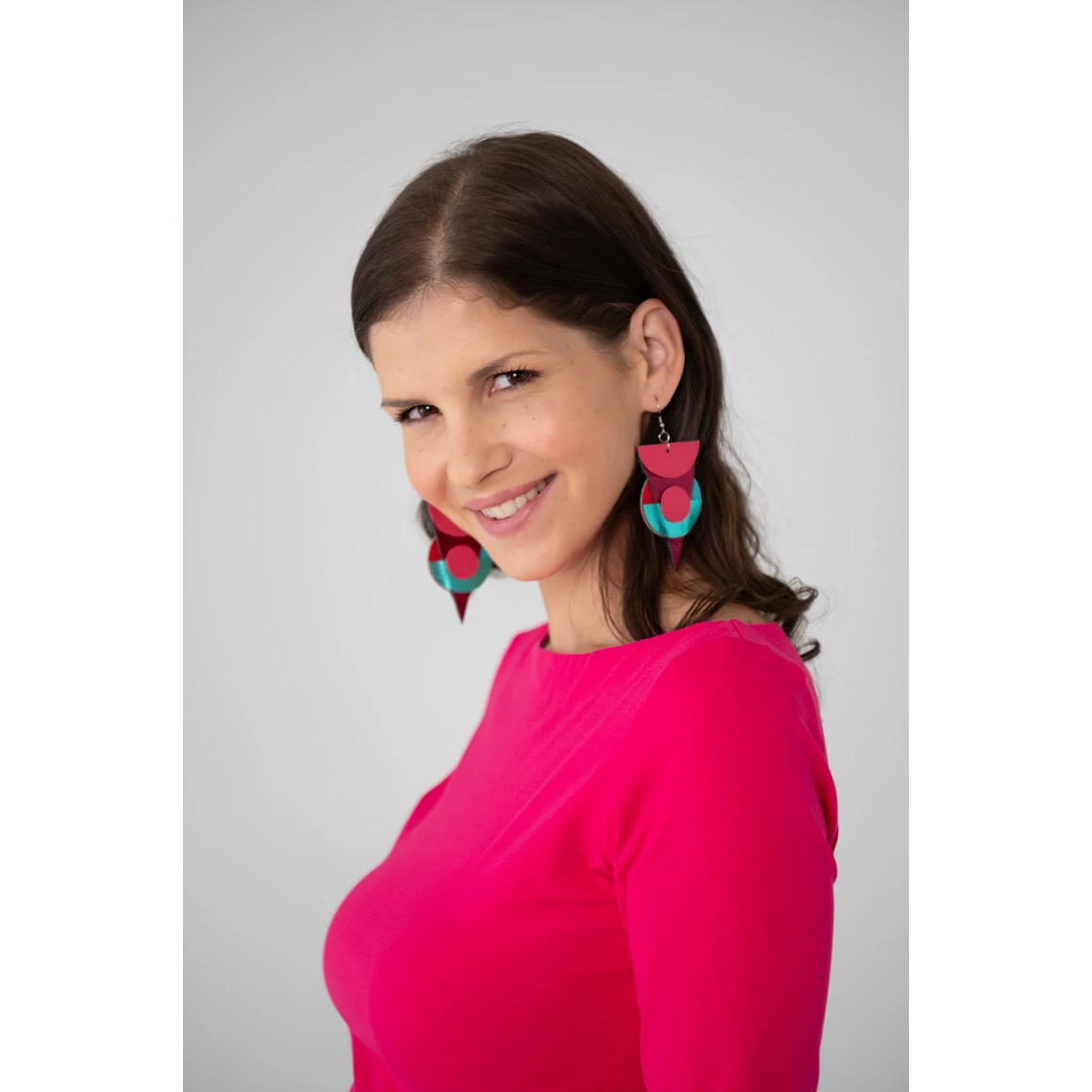 Kolorkka ECLIPSE fülbevaló / málna-türkiz-piros