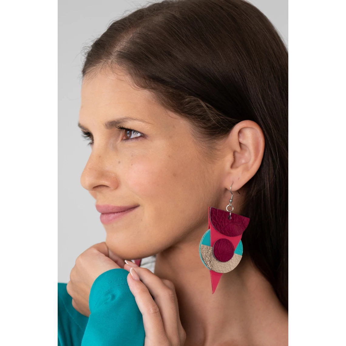 Kolorkka ECLIPSE fülbevaló / bogyószín-türkiz-rosé