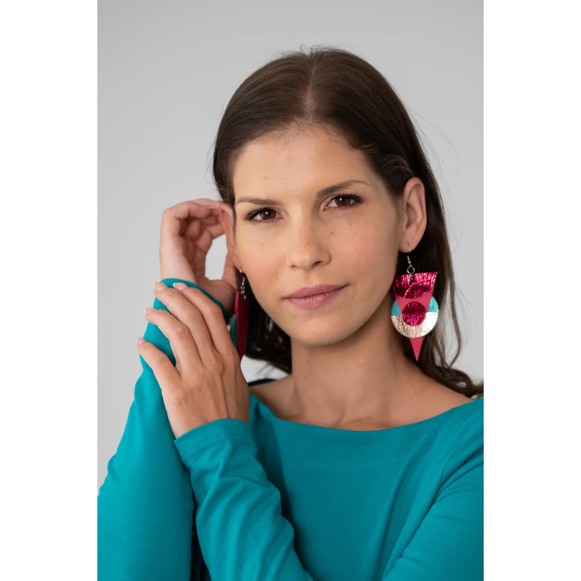 Kolorkka ECLIPSE fülbevaló / bogyószín-türkiz-rosé