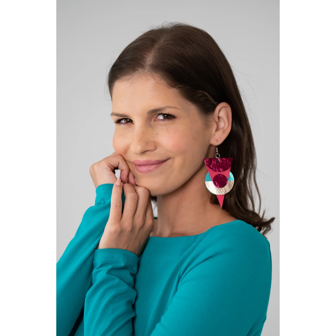 Kolorkka ECLIPSE fülbevaló / bogyószín-türkiz-rosé