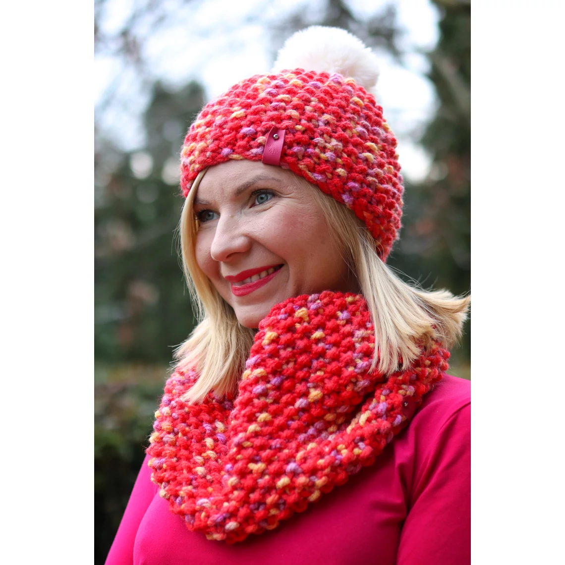 Kolorkka Knit kötött sapka / piros-narancs-lila