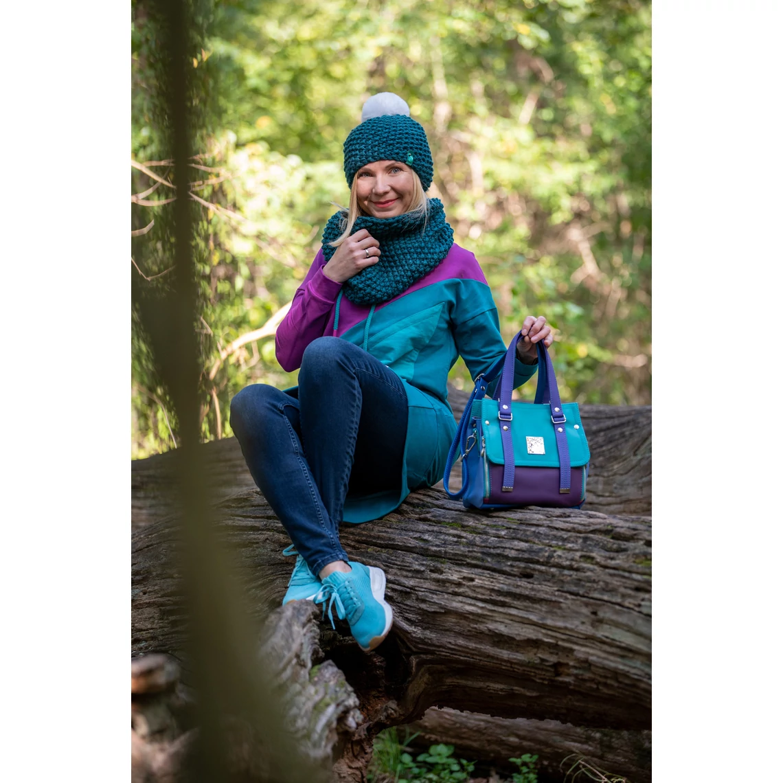 Kolorkka Knit kötött csősál / petrol