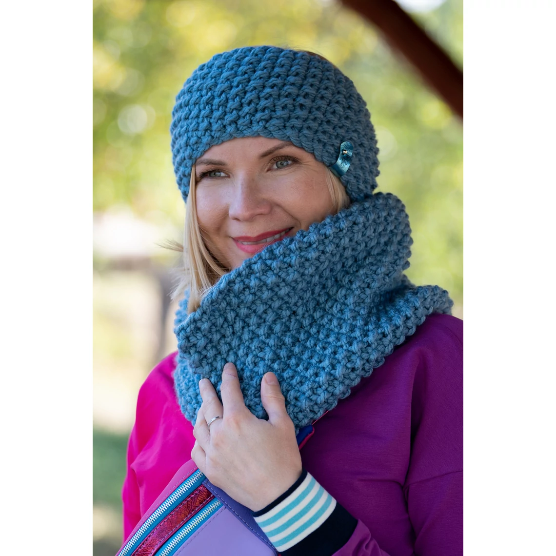 Kolorkka Knit kötött csősál / farmerkék