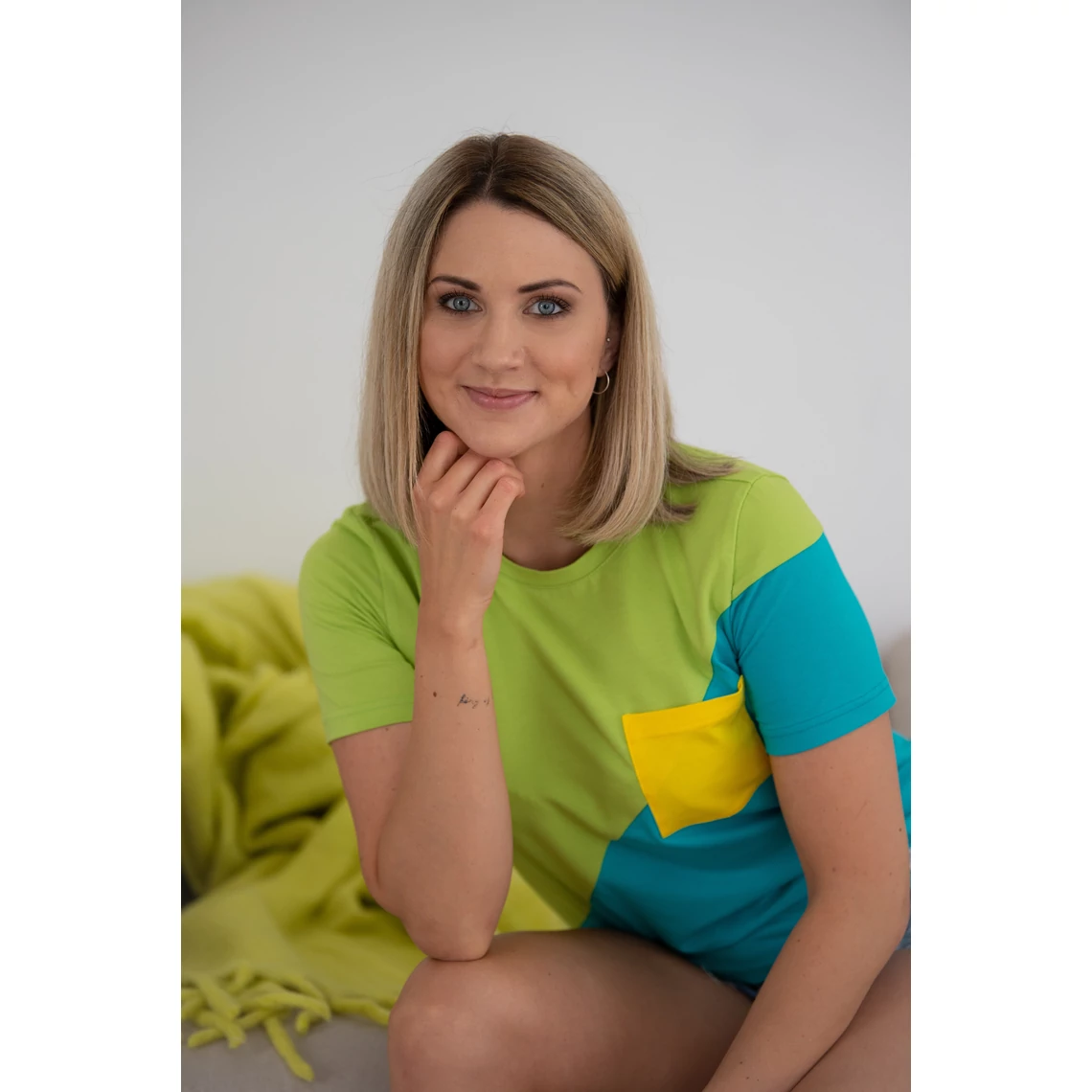 Kolorkka COLORBLOCK póló / Lime-türkiz-napsárga