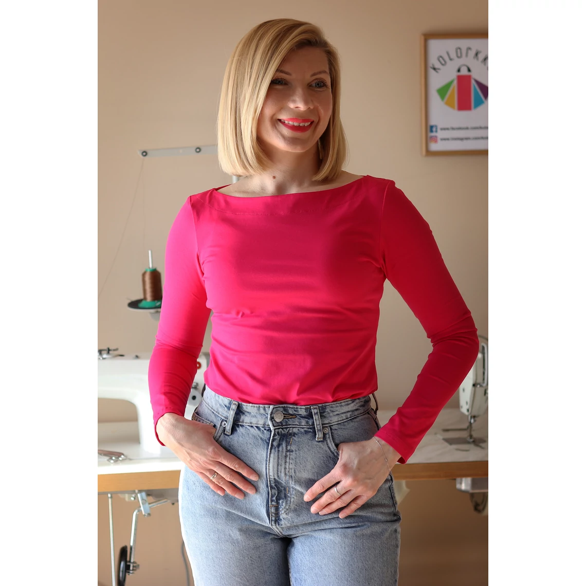 Kolorkka BASIC csónaknyakú felső / pink