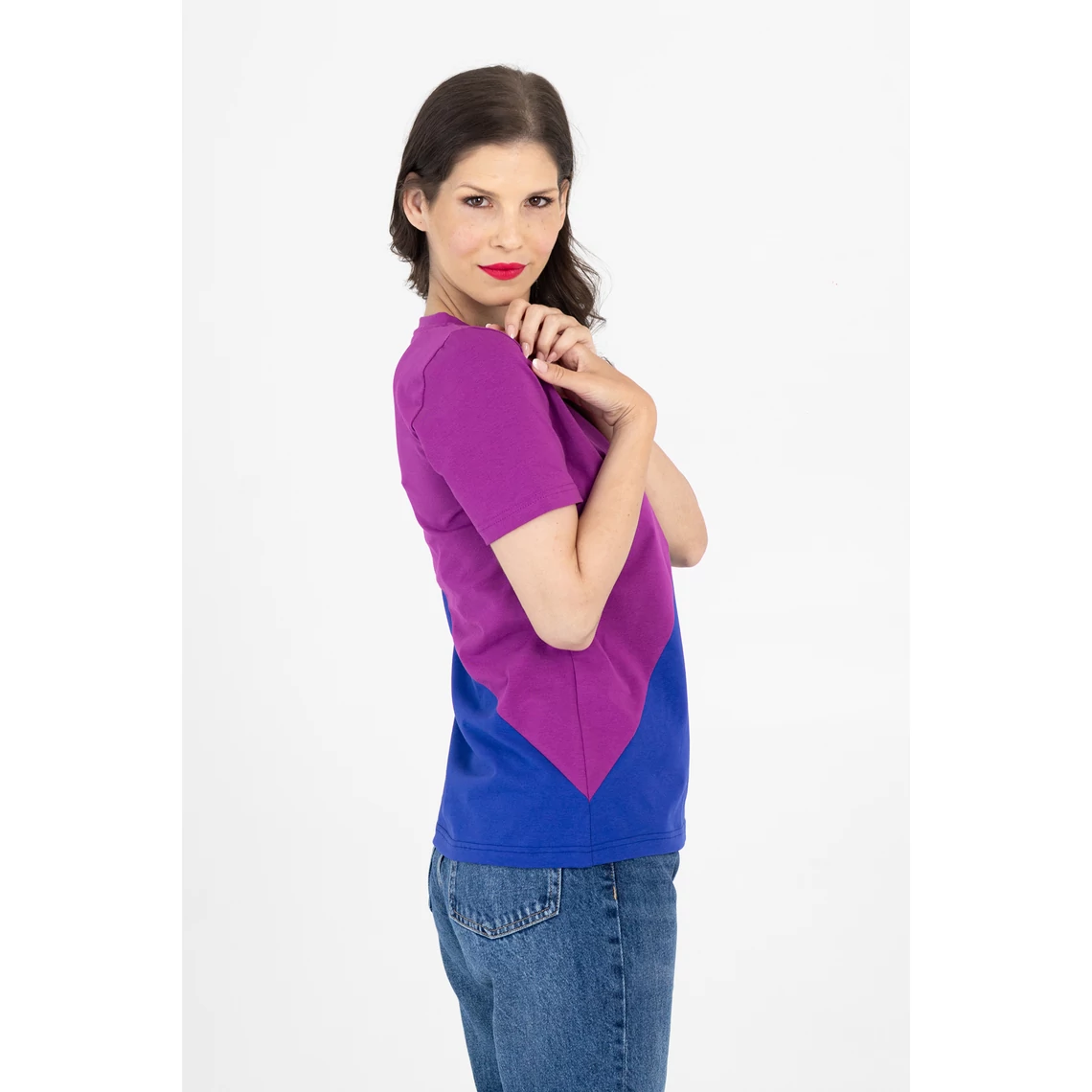Kolorkka COLORBLOCK póló / Bíbor-királykék-piros