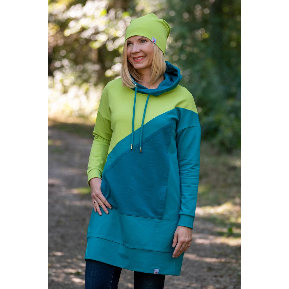 Kolorkka COLORBLOCK pulcsiruha / Lime-türkiz-petrol