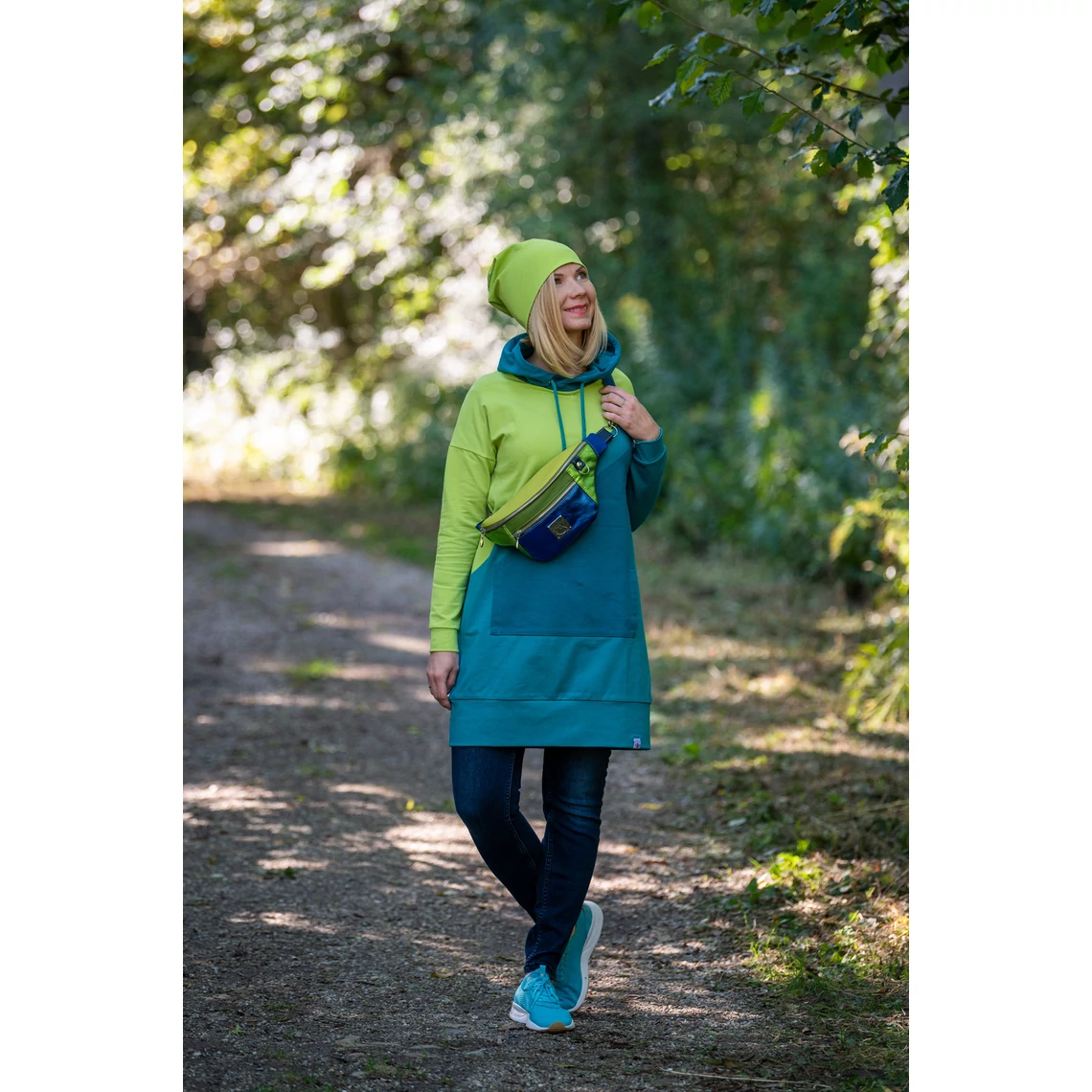 Kolorkka COLORBLOCK pulcsiruha / Lime-türkiz-petrol
