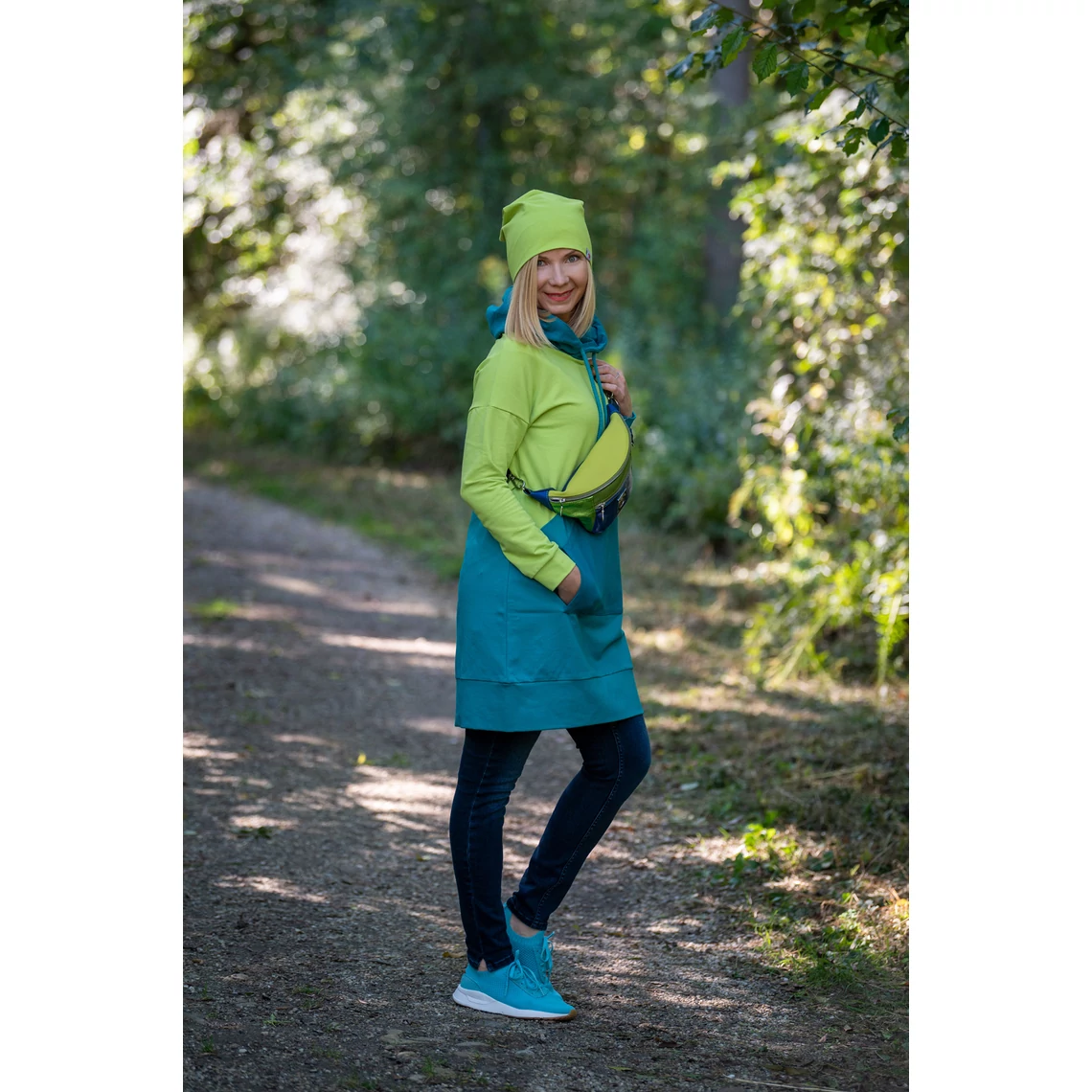 Kolorkka COLORBLOCK pulcsiruha / Lime-türkiz-petrol