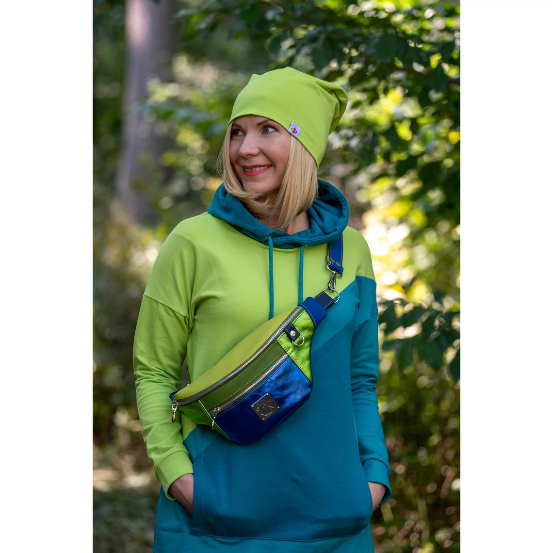 Kolorkka COLORBLOCK pulcsiruha / Lime-türkiz-petrol