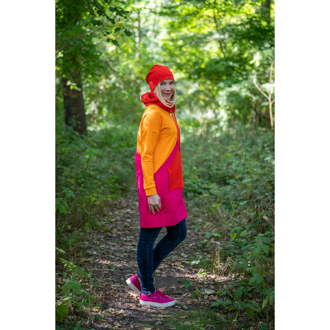 Kolorkka COLORBLOCK pulcsiruha / Narancs-pink-piros
