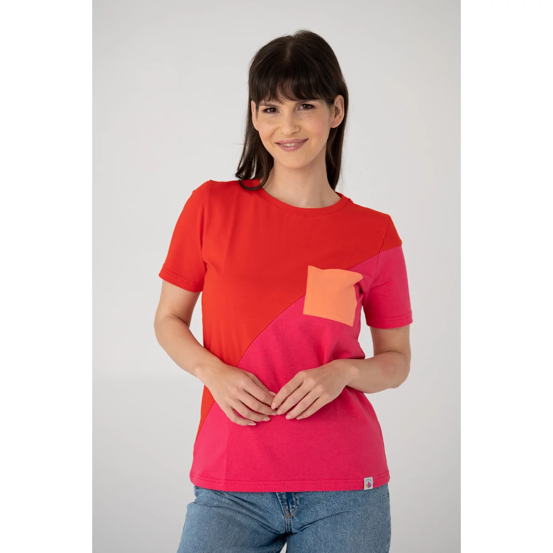 Kolorkka COLORBLOCK póló / Piros-málna-korall