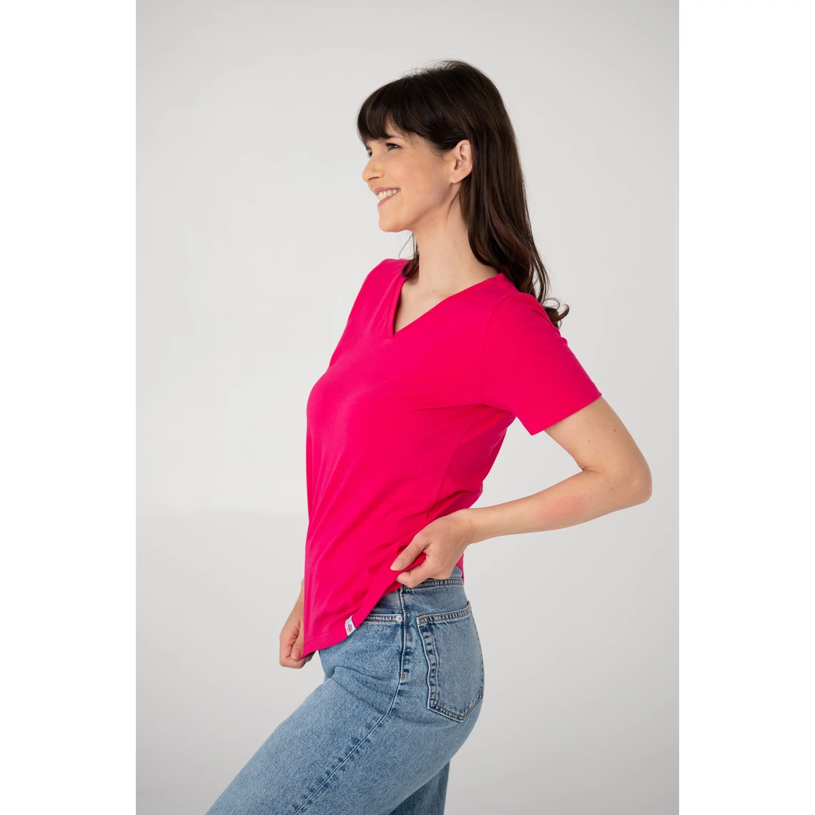 Kolorkka BASIC V-nyakú, laza szabású felső / Pink