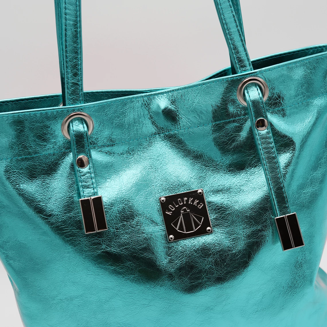Kolorkka shopper / metál türkiz / marhabőr