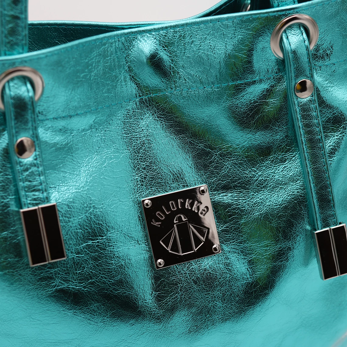Kolorkka shopper / metál türkiz / marhabőr