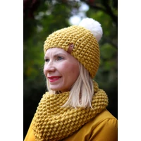 Kép 2/3 - Kolorkka Knit kötött csősál / mustár