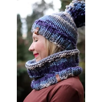 Kép 2/2 - Kolorkka Knit kötött sapka / drapp-kék-szürke