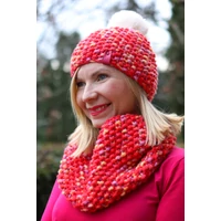 Kép 2/2 - Kolorkka Knit kötött sapka / piros-narancs-lila