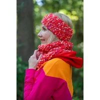 Kép 2/2 - Kolorkka Knit kötött fülmelegítő / piros-narancs-lila