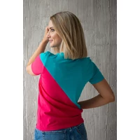 Kép 2/5 - Kolorkka COLORBLOCK póló / Türkiz-málna-korall