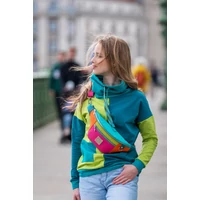Kép 2/5 - Kolorkka Colorblock pulóver / petrol-türkiz-lime