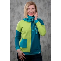 Kép 4/5 - Kolorkka Colorblock pulóver / petrol-türkiz-lime