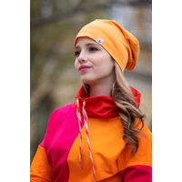 Kép 4/7 - Kolorkka COLORBLOCK kámzsás pulóver / pink-piros-narancs