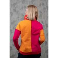 Kép 6/7 - Kolorkka COLORBLOCK kámzsás pulóver / pink-piros-narancs