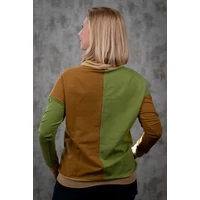Kép 2/2 - Kolorkka COLORBLOCK kámzsás pulóver / olivazöld-fahéj