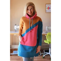 Kép 3/4 - Kolorkka COLORBLOCK pulcsiruha / rózsaszín-tengerkék-terrakotta