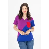 Kép 2/10 - Kolorkka COLORBLOCK póló / Bíbor-királykék-piros