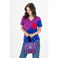 Kép 9/10 - Kolorkka COLORBLOCK póló / Bíbor-királykék-piros