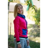 Kép 4/5 - Kolorkka COLORBLOCK kámzsás pulóver / pink-ciklámen-királykék