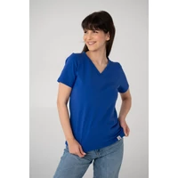 Kép 1/6 - Kolorkka BASIC V-nyakú, laza szabású felső / Királykék