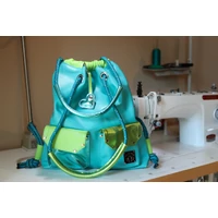 Kép 9/9 - Kolorkka POCKET CRUISER gymbag és válltáska valódi bőrből / türkizkék-almazöld