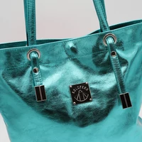 Kép 3/5 - Kolorkka shopper / metál türkiz / marhabőr