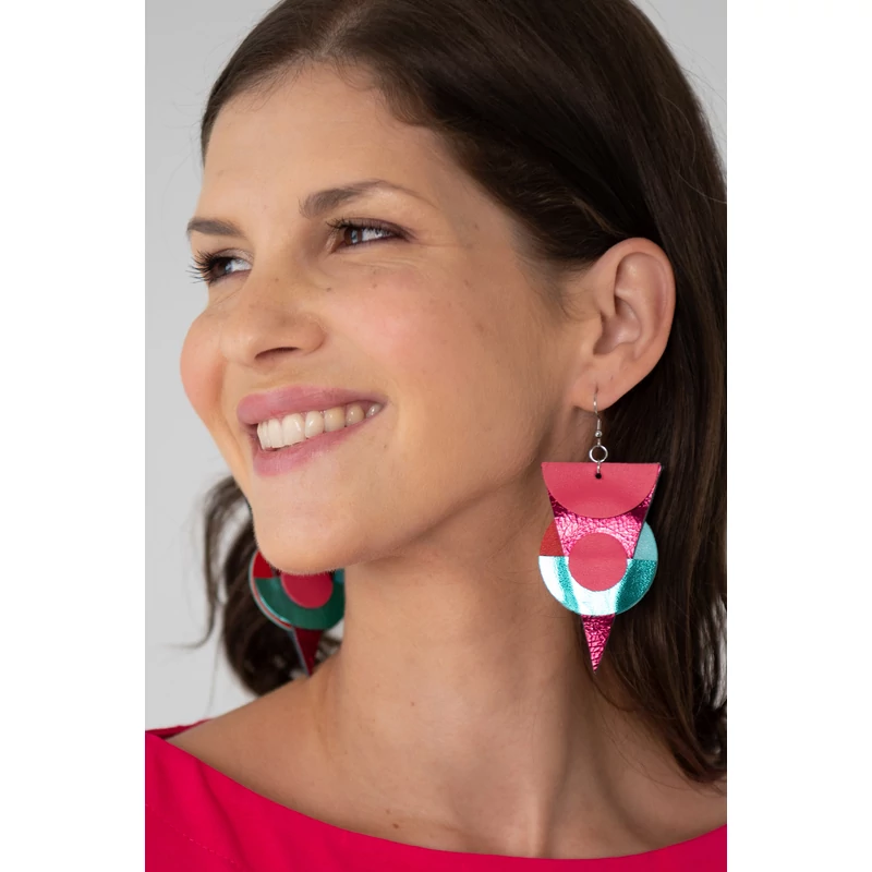 Kolorkka ECLIPSE fülbevaló / málna-türkiz-piros Kolorkka ECLIPSE fülbevaló / málna-türkiz-piros