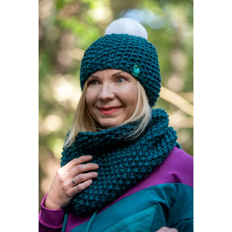 Kolorkka Knit kötött csősál / petrol Kolorkka Knit kötött csősál / petrol