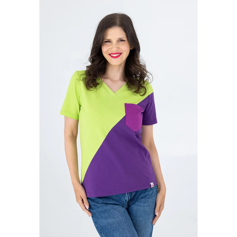 Kolorkka COLORBLOCK póló / Lime zöld-lila-bíbor