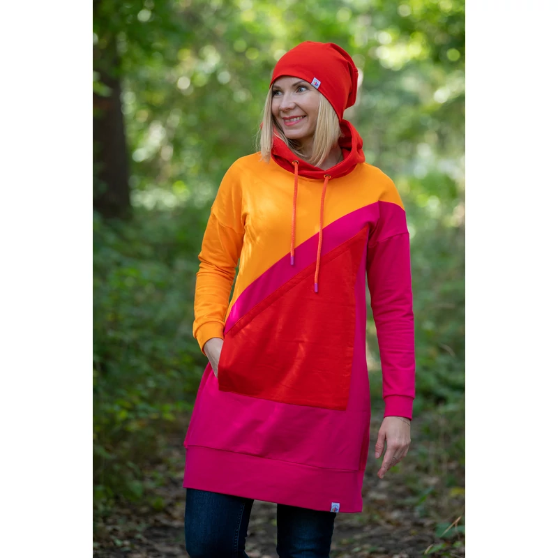 Kolorkka COLORBLOCK pulcsiruha / Narancs-pink-piros