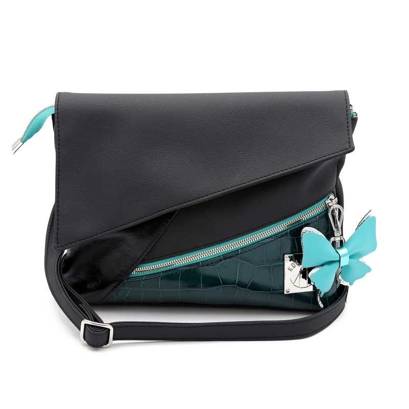 Kolorkka oldaltáska / MIDNIGHT fekete-petrol kroko