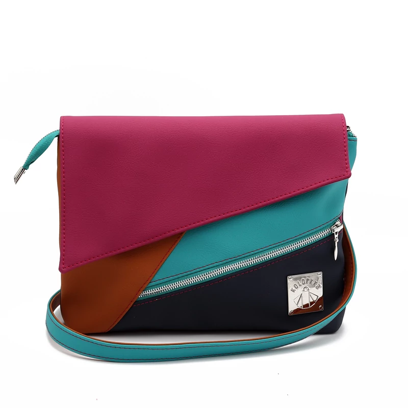 Kolorkka oldaltáska / Navy-bogyószín-terrakotta-türkiz